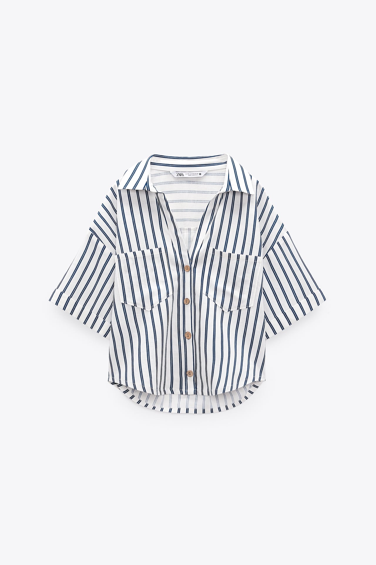 [ZARA] ÁO SƠ MI NỮ KẺ XANH TRẮNG