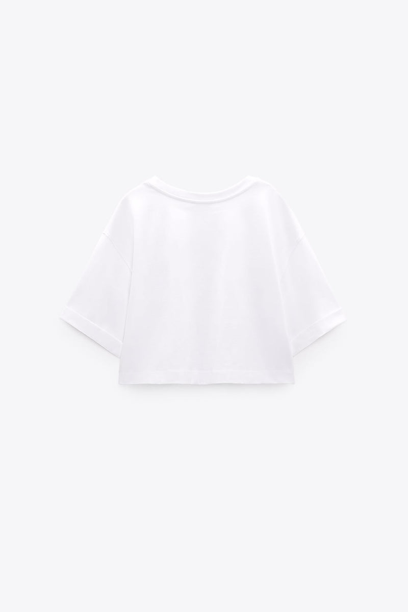 [ZARA] ÁO THUN CROP IN CHỮ