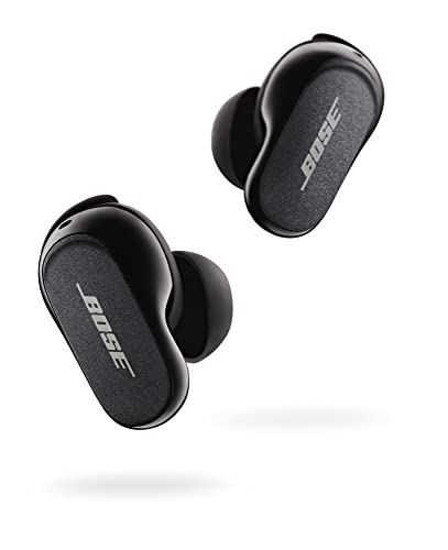 Tai nghe Bose QuietComfort Earbuds II Hoàn toàn không dây, Chống ồn, Kết nối Bluetooth, Có Micrô, Phát lại lên đến 6 giờ + 18 giờ, Thao tác chạm, Chống tia nước (IPX4), Ba màu đen