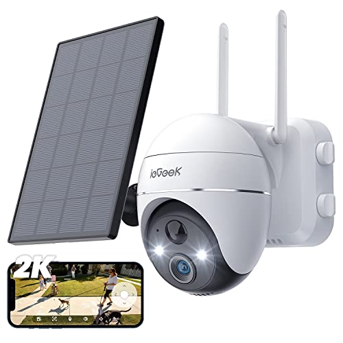 ieGeek Camera an ninh, năng lượng mặt trời, Không có nguồn điện, Không dây, Camera giám sát, Chức năng ghi âm, Cảnh báo bằng giọng nói, Đa hướng 360 °, Camera Ptz, Góc rộng, Pan / Hoạt động bằng pin, Bao gồm bảng điều khiển, Phát hiện cơ thể người