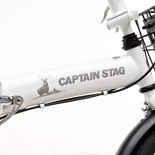 Captain Stag Xe đạp gấp 20 inch [Shimano 6 tốc độ / Đèn pin / Khóa dây / Chắn bùn trước và sau] Thiết bị tiêu chuẩn FDB206 Matte White YG-1088