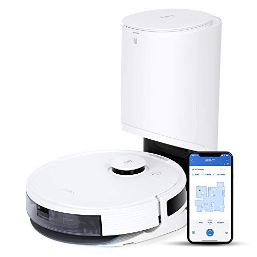 [Tự động thu gom rác] ECOVACS DEEBOT N8 + Robot hút bụi, Lập bản đồ, Tương thích lau nước, Hút mạnh, Robot làm sạch, Thiết kế mỏng và yên tĩnh, Sạc tự động, Chống rơi, Kết nối Wi-Fi, Tương thích với Alexa, Sàn / Tatami / Làm sạch thảm