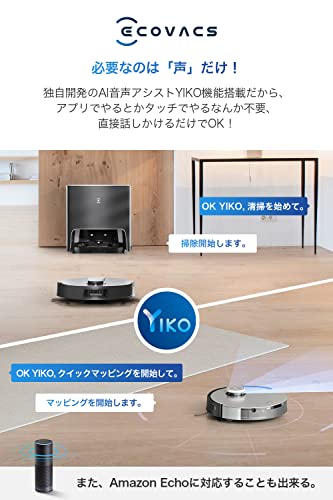 [Hệ thống lau nước hoàn toàn tự động] Máy hút bụi ECOVACS DEEBOT X1 TURBO Robot lau nhà tự động 5000 Pa hút mạnh Hệ thống tránh chướng ngại vật AIVI 3D Chức năng lập bản đồ độ chính xác cao Bản đồ 3D Camera hiệu suất cao Hỗ trợ giọng nói