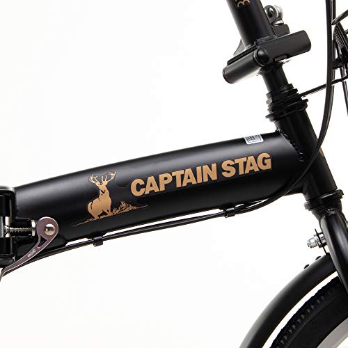 Captain Stag  Xe đạp gấp 20 inch [Shimano 6 tốc độ / Đèn pin / Khóa dây / Chắn bùn trước và sau] Thiết bị tiêu chuẩn FDB206 Matte Black YG-1087