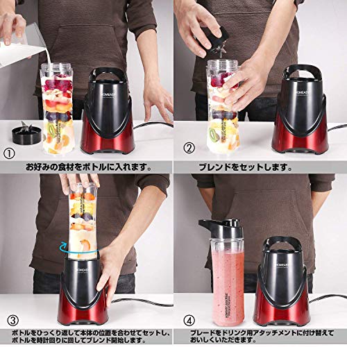 Máy trộn HOMEASY 2 Bình (400ml+570ml) Đỏ BL01A