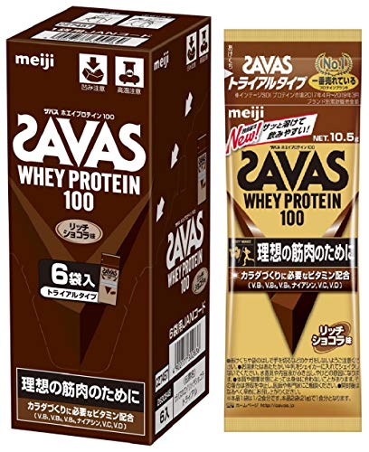 Sữa tăng cân, nở cơ Meiji Savas Whey up Protein 100 Vị Cocoa 10.5g×6 gói