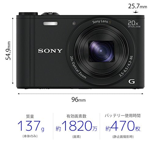 Máy ảnh kỹ thuật số Sony Cyber-shot WX350 Quang học 20x Đen DSC-WX350-B