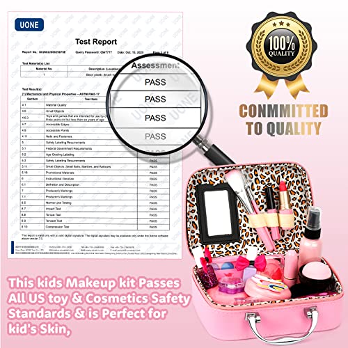 Flybay Kids Girls Makeup Kit Bộ mỹ phẩm thực tế có thể giặt được cho bé gái Trẻ em Công chúa Mỹ phẩm đồ chơi Giả vờ chơi Bộ trang điểm Đồ chơi Giáng sinh Quà tặng kèm hộp đựng đồ trang điểm cho bé gái 4 5 6 7 8 tuổi