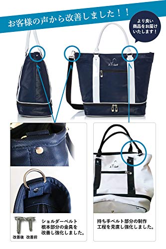 S.T.Golf Golf Boston Bag Nam Golf Tote Bag Da tổng hợp chống thấm nước 2 lớp Dây đeo vai đi kèm 50cm x 40cm (Tote Bag Navy)