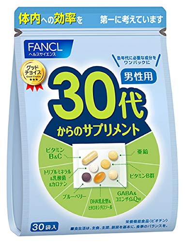 FANCL (Mới) Thực phẩm chức năng bổ sung cho nam từ 30 tuổi (Gói/30 túi) Thực phẩm bổ sung theo độ tuổi (vitamin/kẽm/GABA) Gói riêng