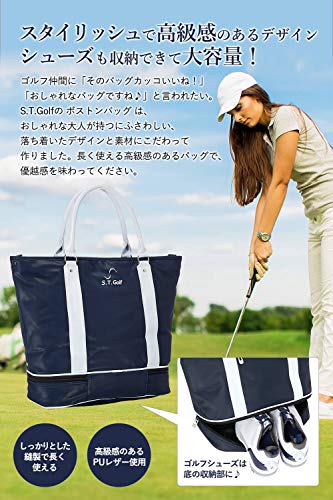 S.T.Golf Golf Boston Bag Nam Golf Tote Bag Da tổng hợp chống thấm nước 2 lớp Dây đeo vai đi kèm 50cm x 40cm (Tote Bag Navy)