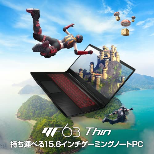 MSI [Amazon.co.jp Exclusive] [Được trang bị GTX, Mỏng và Nhẹ] Máy tính xách tay chơi game MSI GF63 1.86kg i5 GTX1650Max-Q / 15.6FHD / 8GB / 256GB / Windows11 / Bàn phím tiếng Anh / GF63-10SC-854JP Black